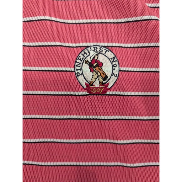 Fairway & Greene Shirt Men XL Pink Polo Pinehurst No 2 Stripe Golf Preppy Casual - Picture 4 of 5